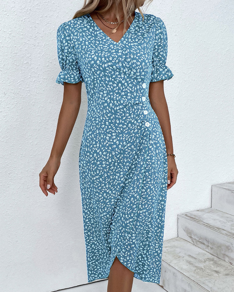 Sophie™ | Robe à Manches Courtes avec Imprimé Floral