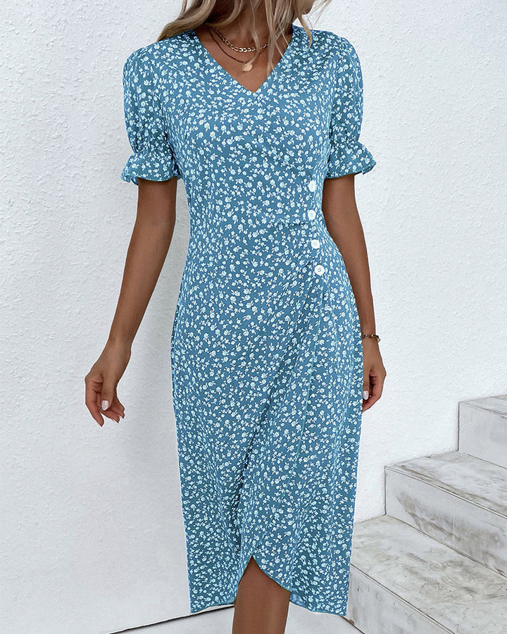 Sophie™ | Robe à Manches Courtes avec Imprimé Floral
