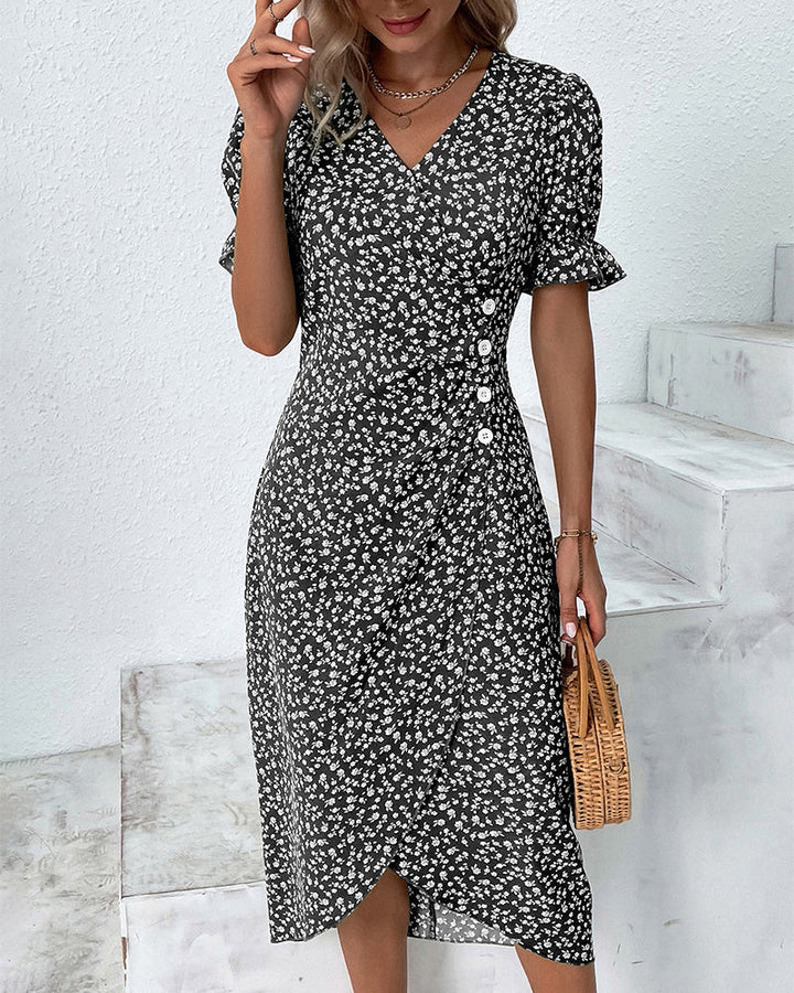 Sophie™ | Robe à Manches Courtes avec Imprimé Floral