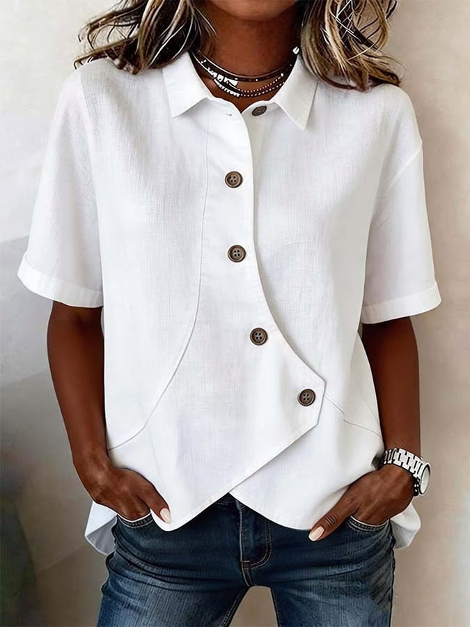 Céline | Blouse chic à boutons à effet statement