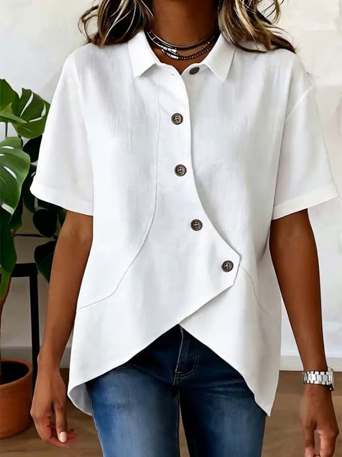 Céline | Blouse chic à boutons à effet statement