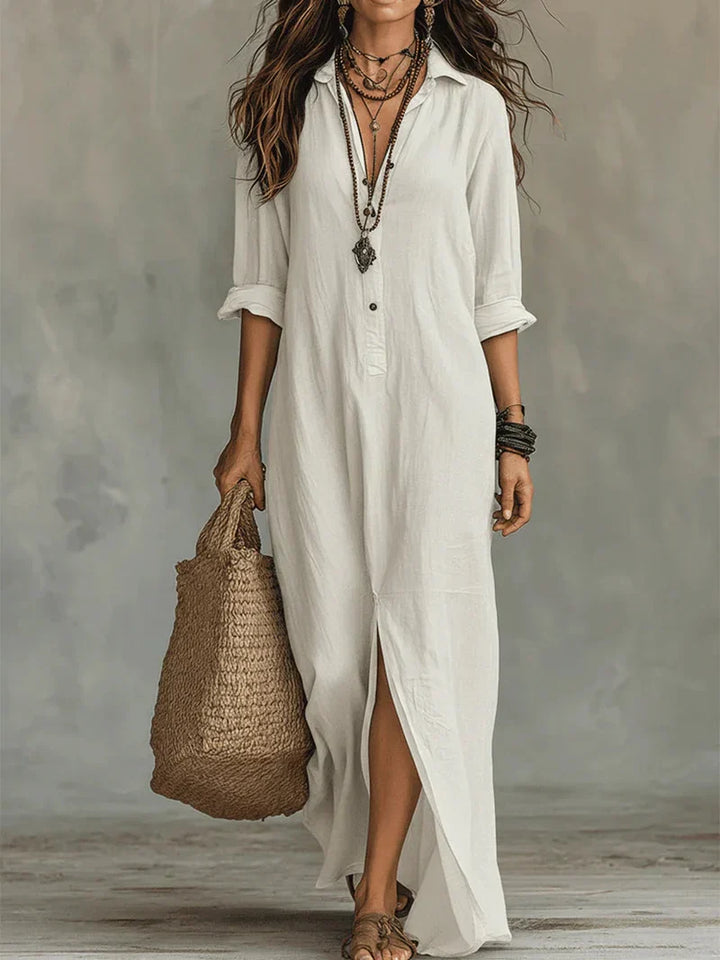 Maëva | Robe Maxi Noire Ample à Boutons
