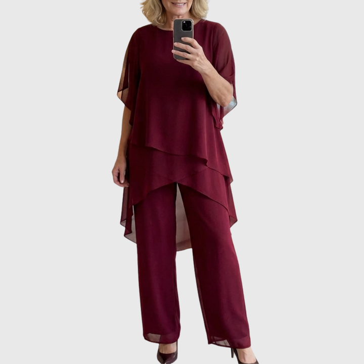 Janette | Ensemble avec pantalons palazzo drapés