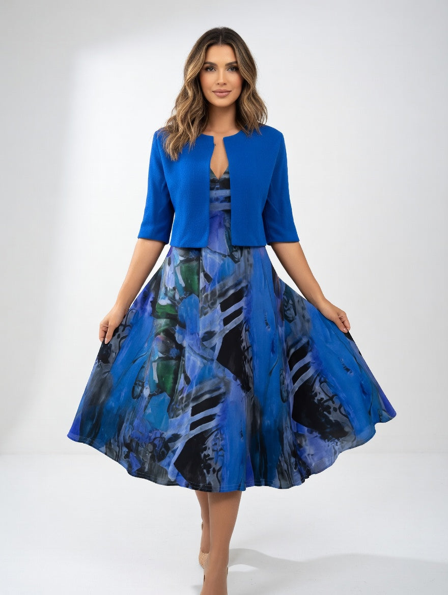 Andrée™ — Robe midi imprimée élégante fluide