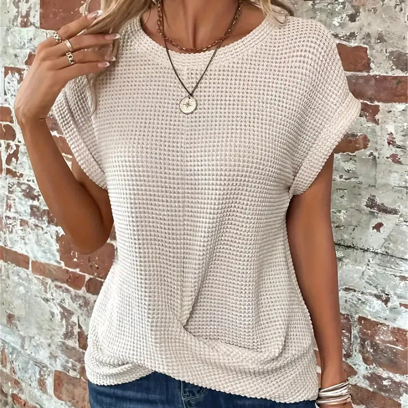 Rachelle | T-shirt confortable en maille waffle
