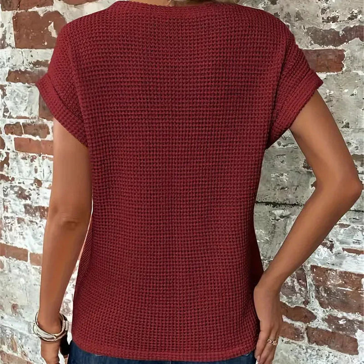 Rachelle | T-shirt confortable en maille waffle