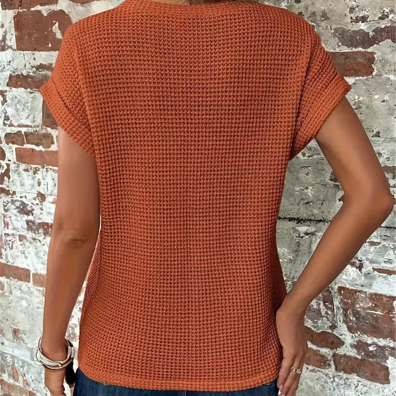 Rachelle | T-shirt confortable en maille waffle