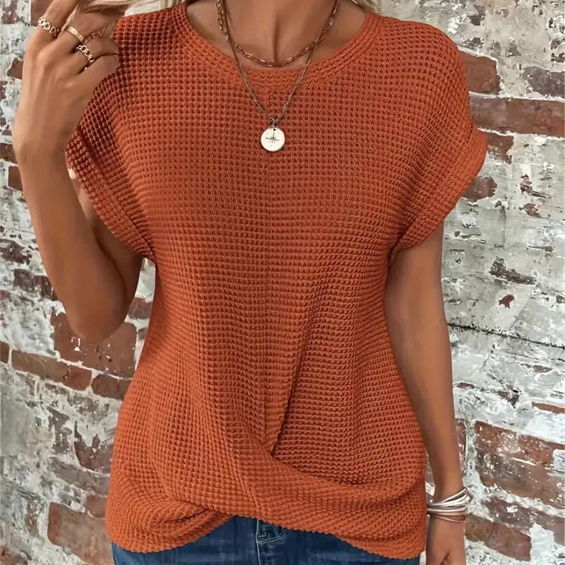 Rachelle | T-shirt confortable en maille waffle