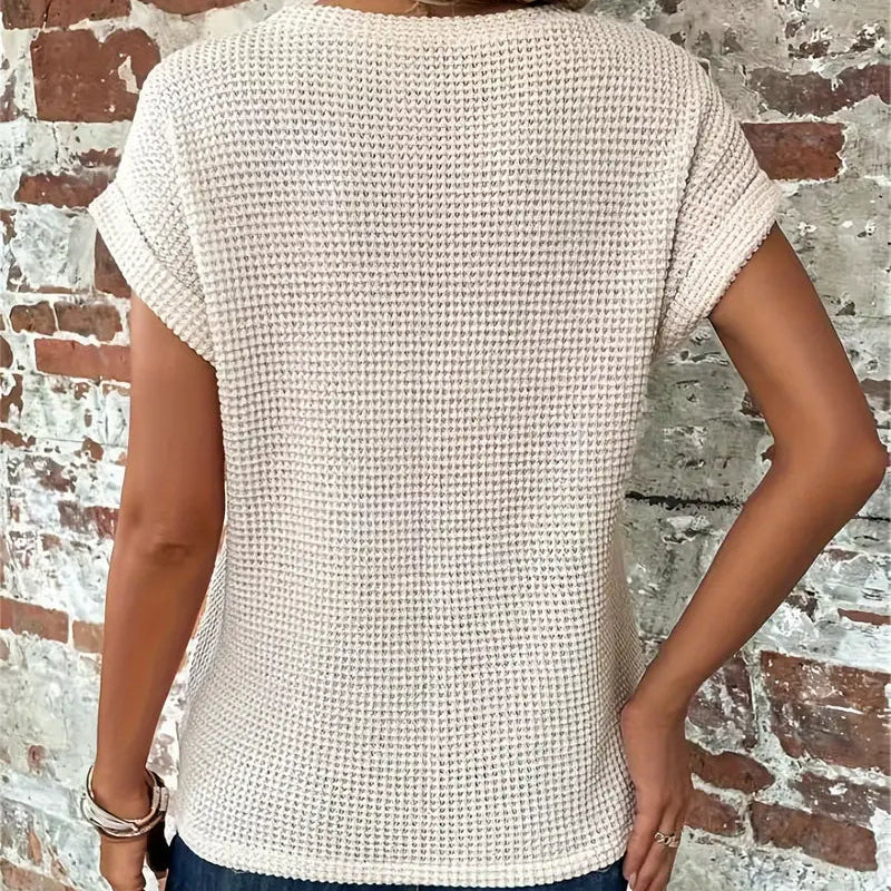 Rachelle | T-shirt confortable en maille waffle