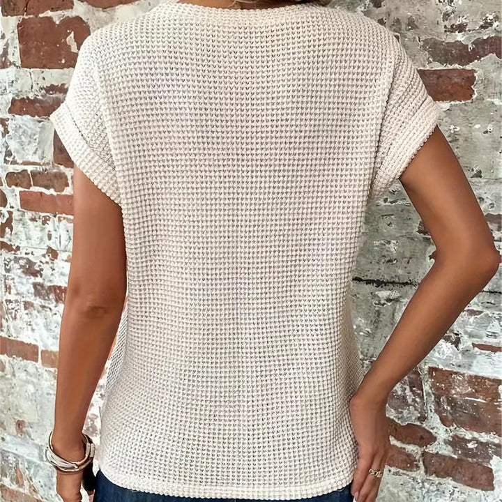Rachelle | T-shirt confortable en maille waffle