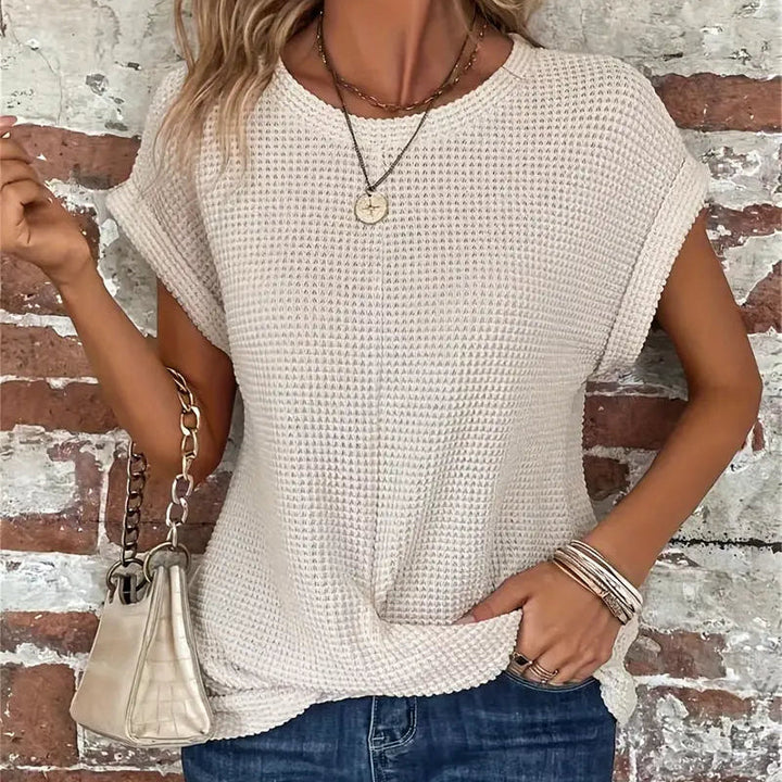 Rachelle | T-shirt confortable en maille waffle
