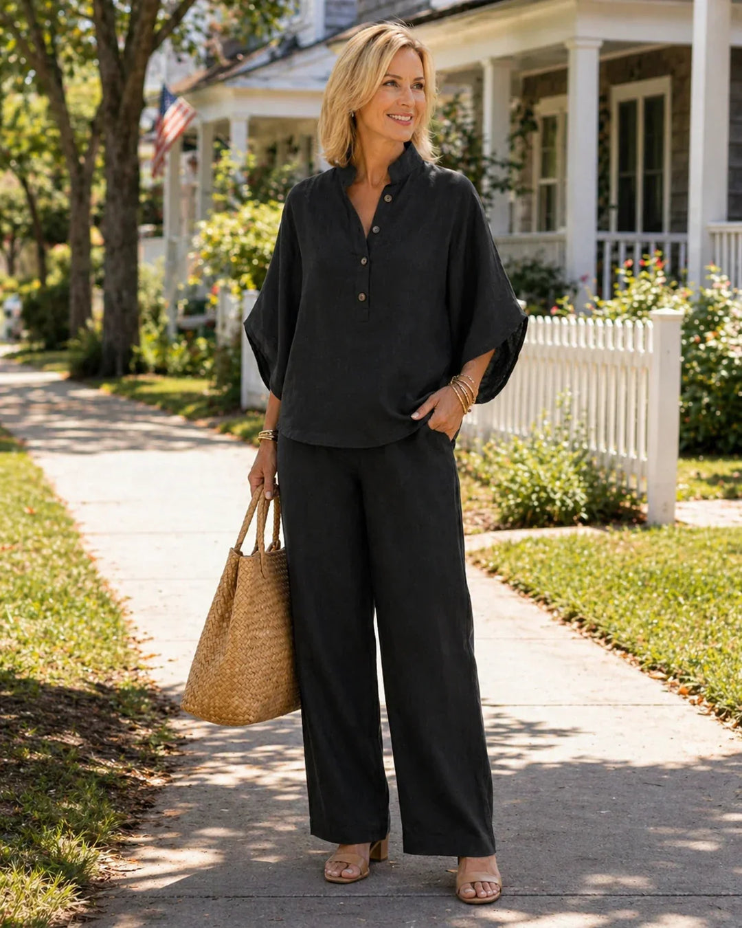 Marianne | Ensemble complet avec manches chauve-souris et pantalon ample