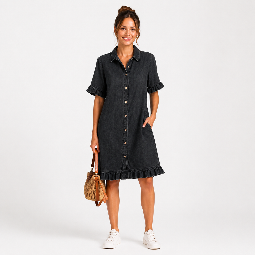 Francine | Robe en Jean Froncée Flatteuse