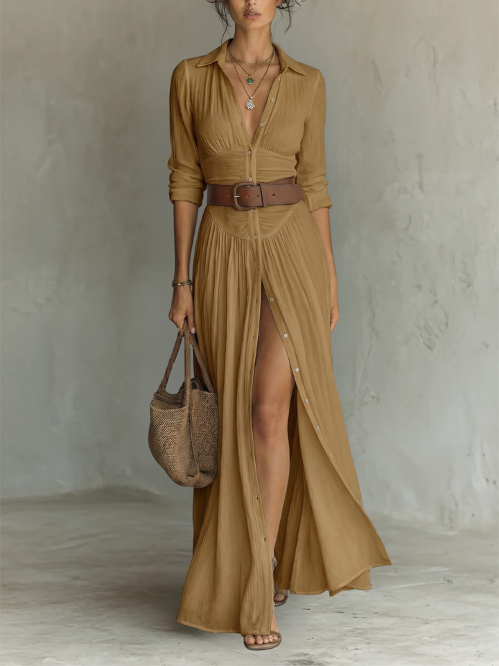 Noélie™ | Robe maxi élégante à col revers
