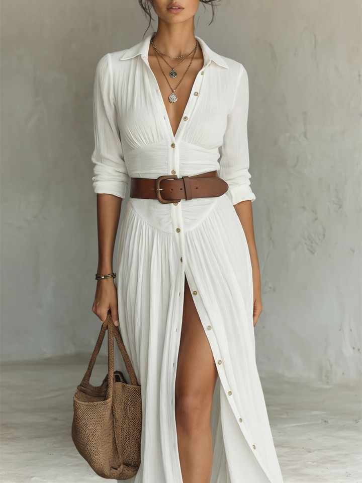 Noélie™ | Robe maxi élégante à col revers