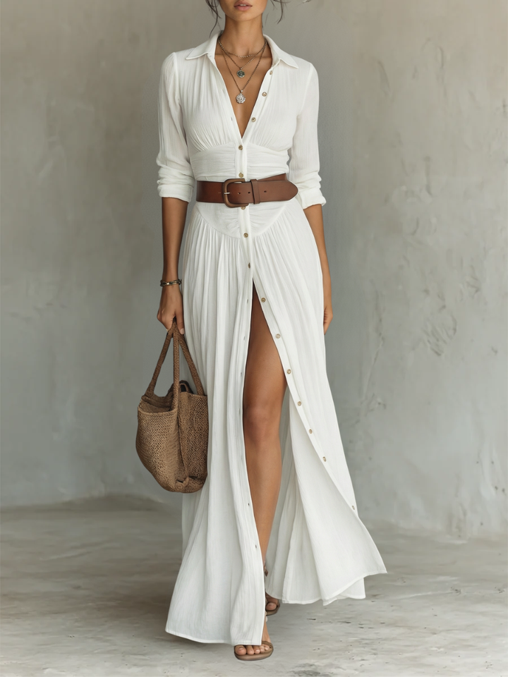 Noélie™ | Robe maxi élégante à col revers