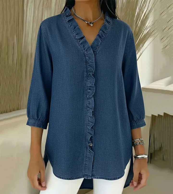 Liette™ | Blouse fluide col V volanté