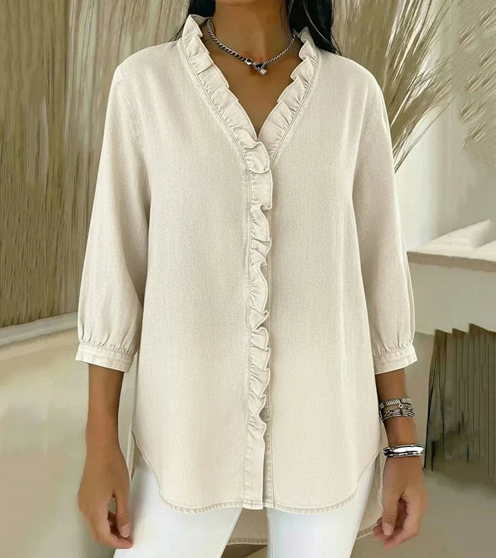 Liette™ | Blouse fluide col V volanté