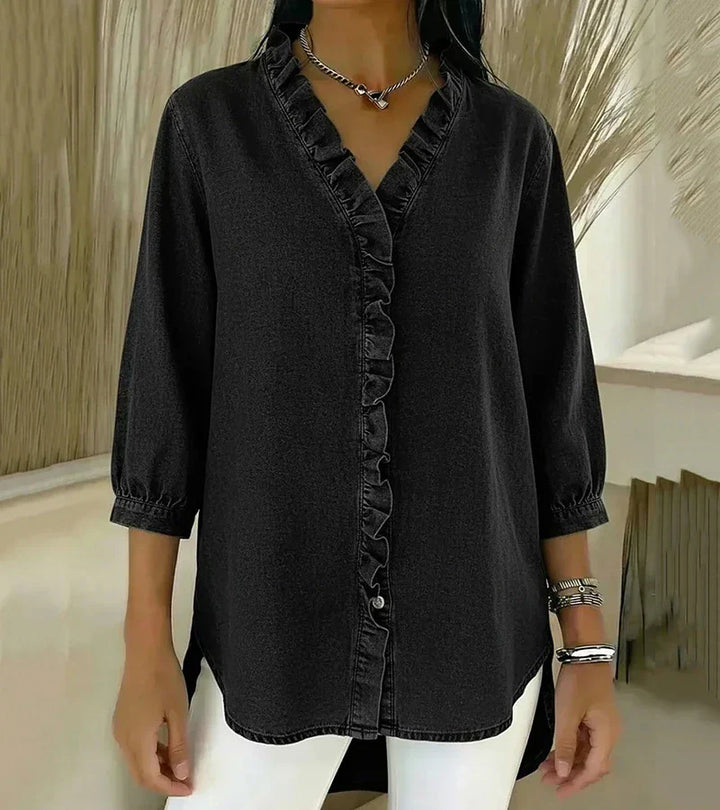 Liette™ | Blouse fluide col V volanté