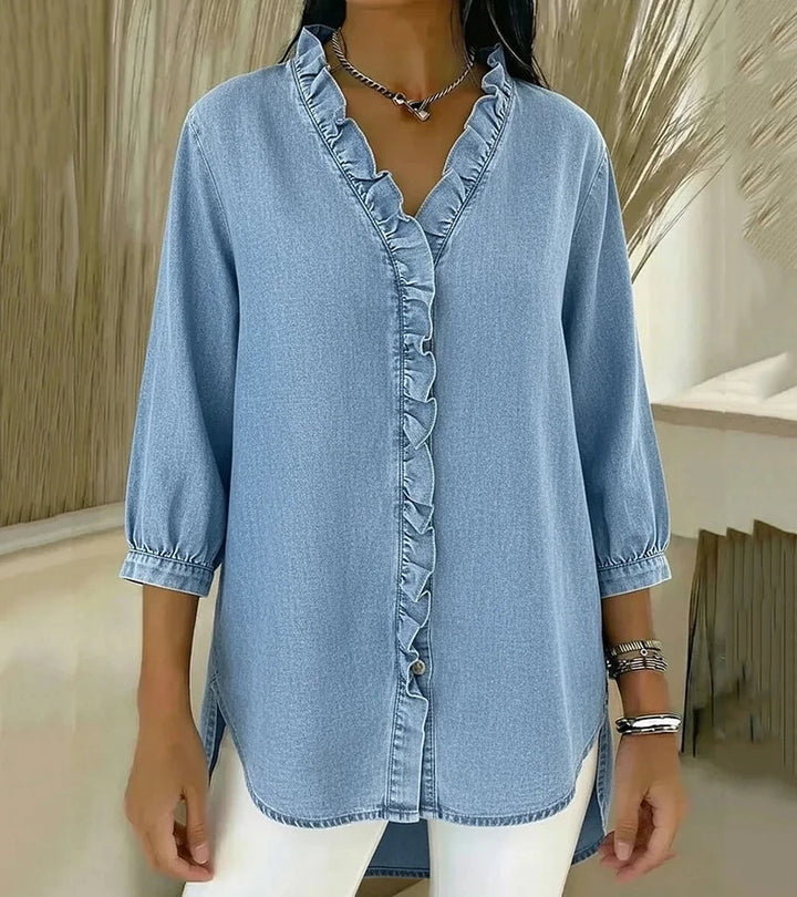 Liette™ | Blouse fluide col V volanté