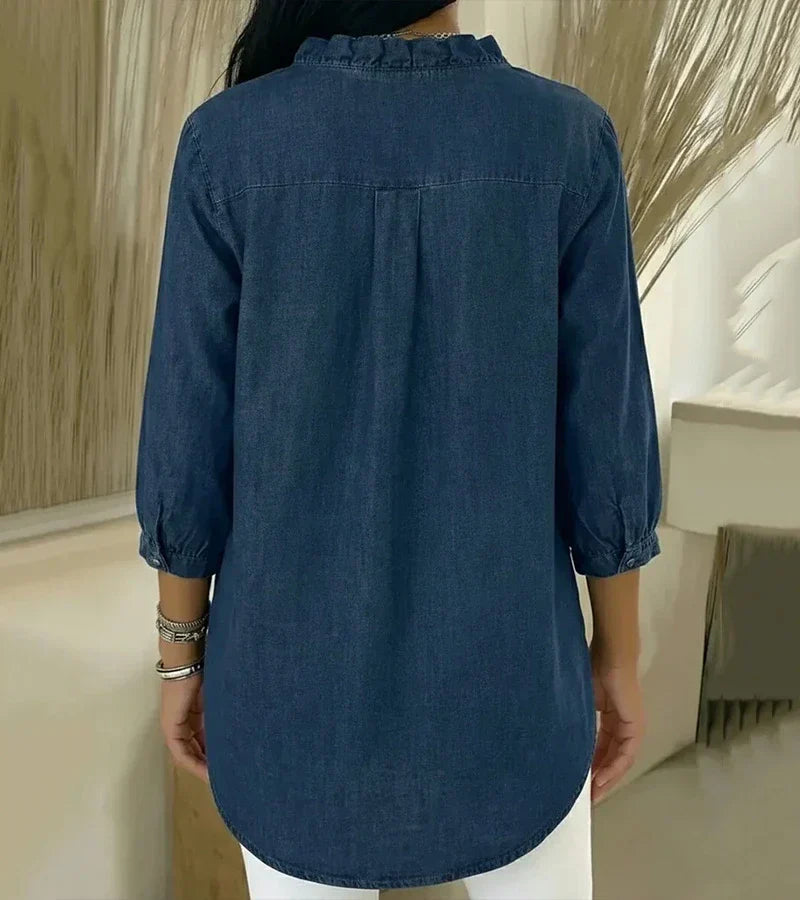 Liette™ | Blouse fluide col V volanté