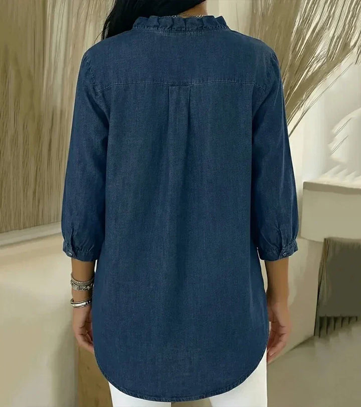 Liette™ | Blouse fluide col V volanté