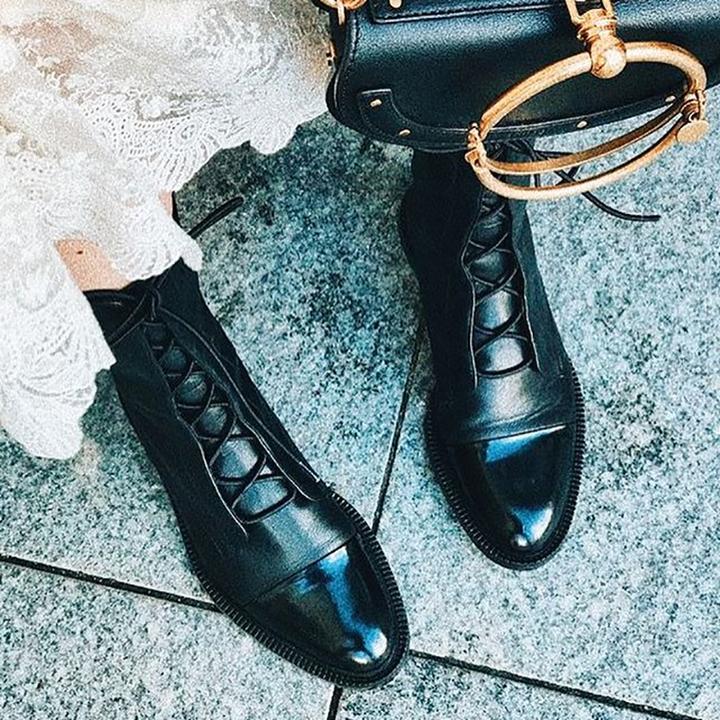 Lorette | Bottes en cuir verni style britannique pour femmes