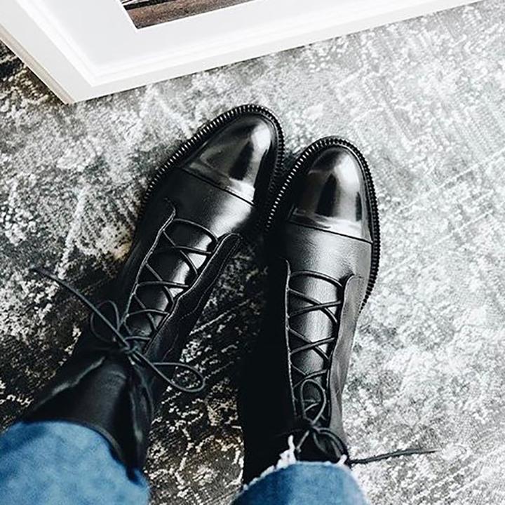 Lorette | Bottes en cuir verni style britannique pour femmes