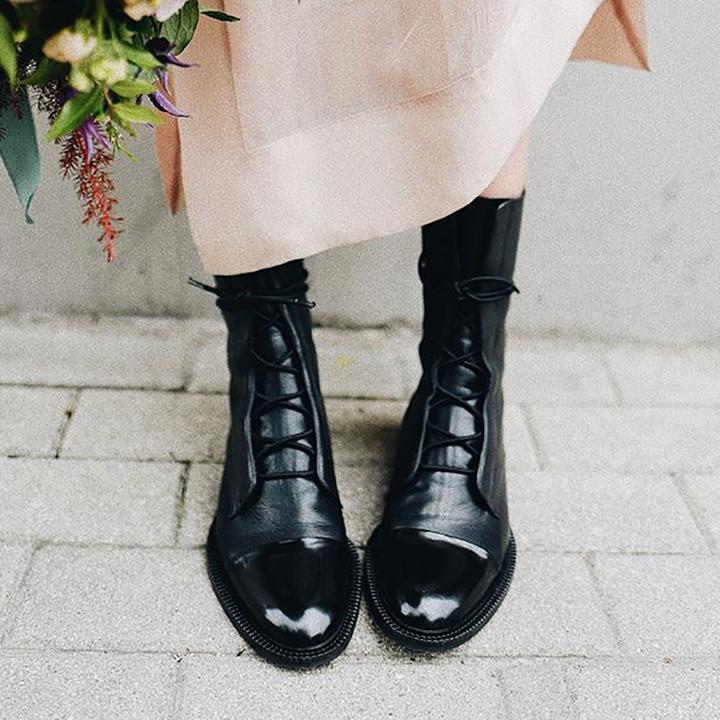 Lorette | Bottes en cuir verni style britannique pour femmes