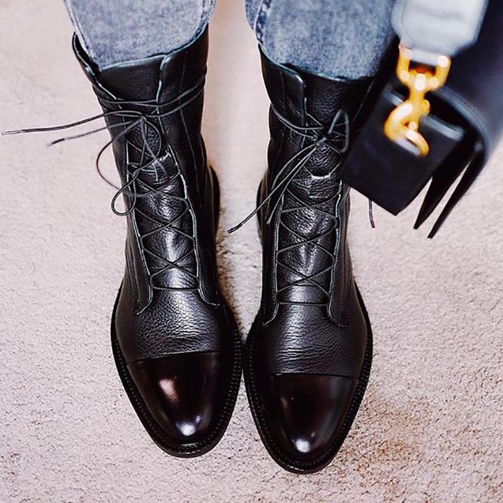 Lorette | Bottes en cuir verni style britannique pour femmes