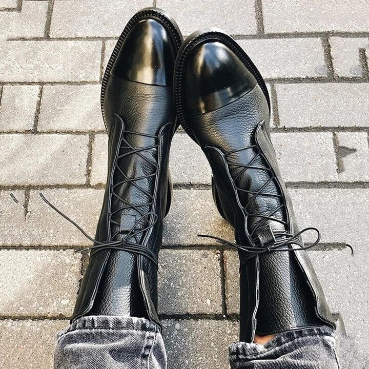 Lorette | Bottes en cuir verni style britannique pour femmes