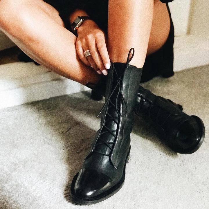 Lorette | Bottes en cuir verni style britannique pour femmes