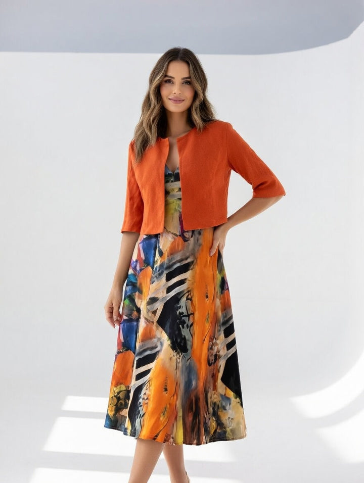 Andrée™ — Robe midi imprimée élégante fluide