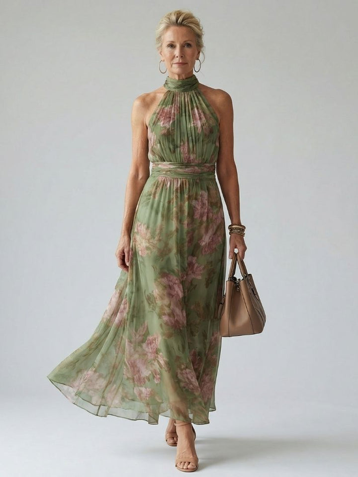 Élora | Robe midi à col licou froncé
