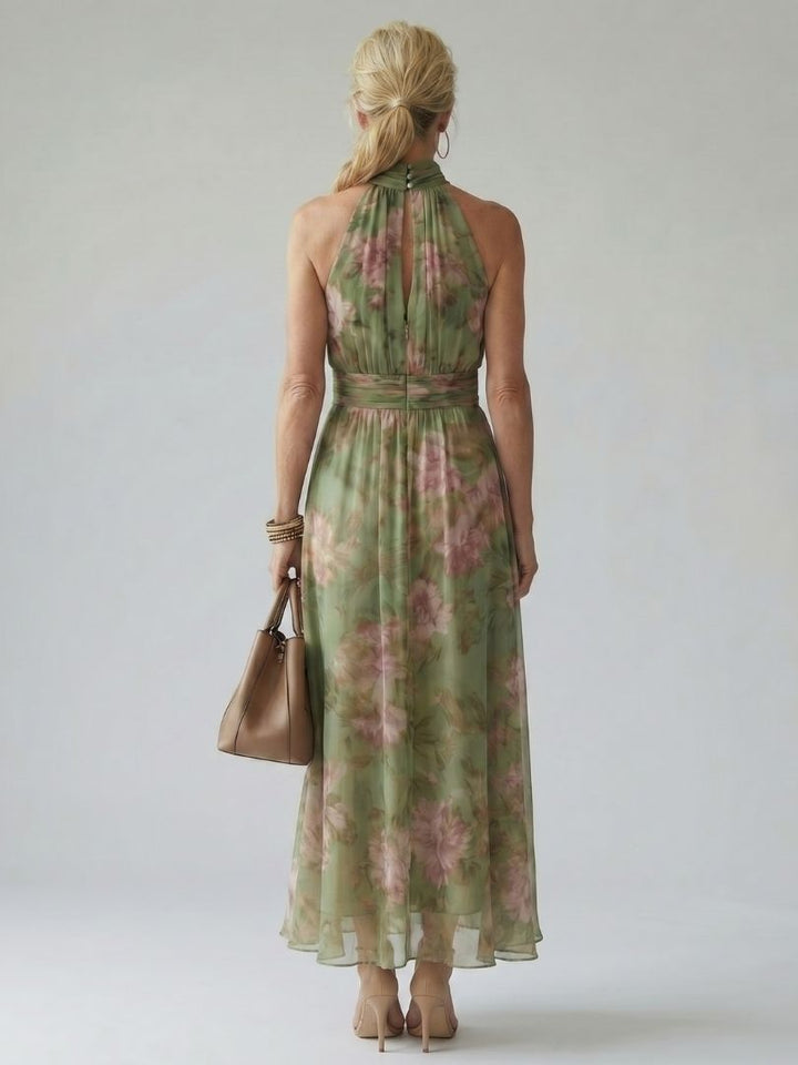 Élora | Robe midi à col licou froncé
