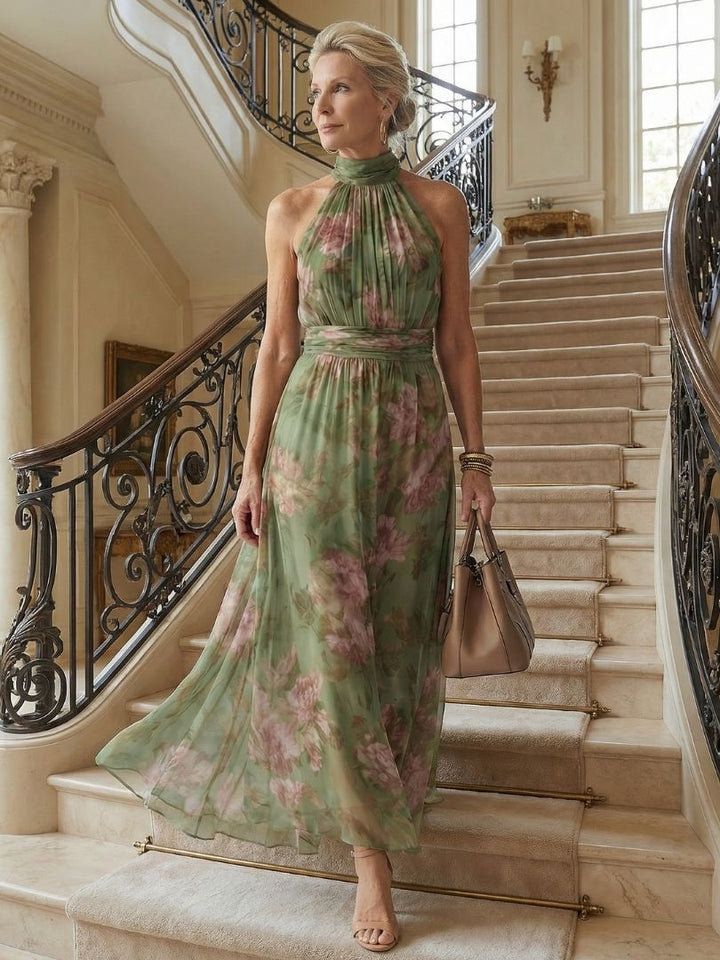 Élora | Robe midi à col licou froncé