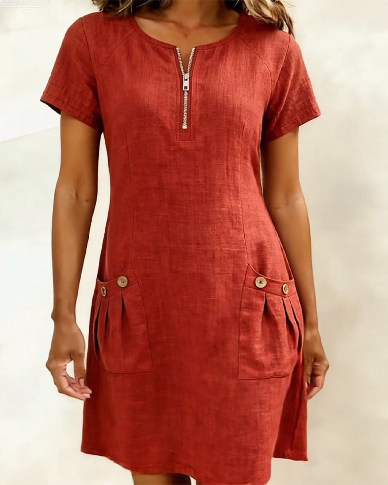 Florence | Robe en coton avec fermeture éclair