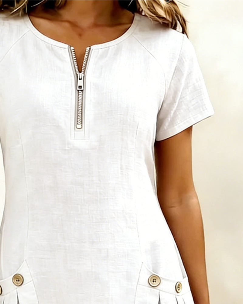 Florence | Robe en coton avec fermeture éclair