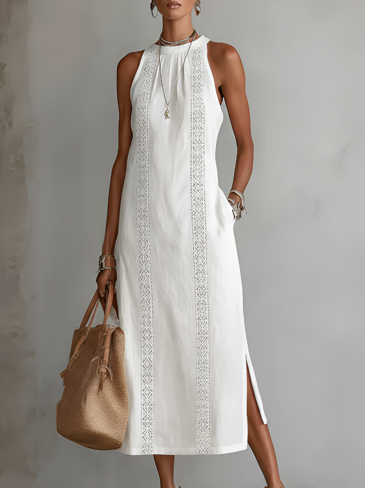 Jimena | Robe midi à col Mao