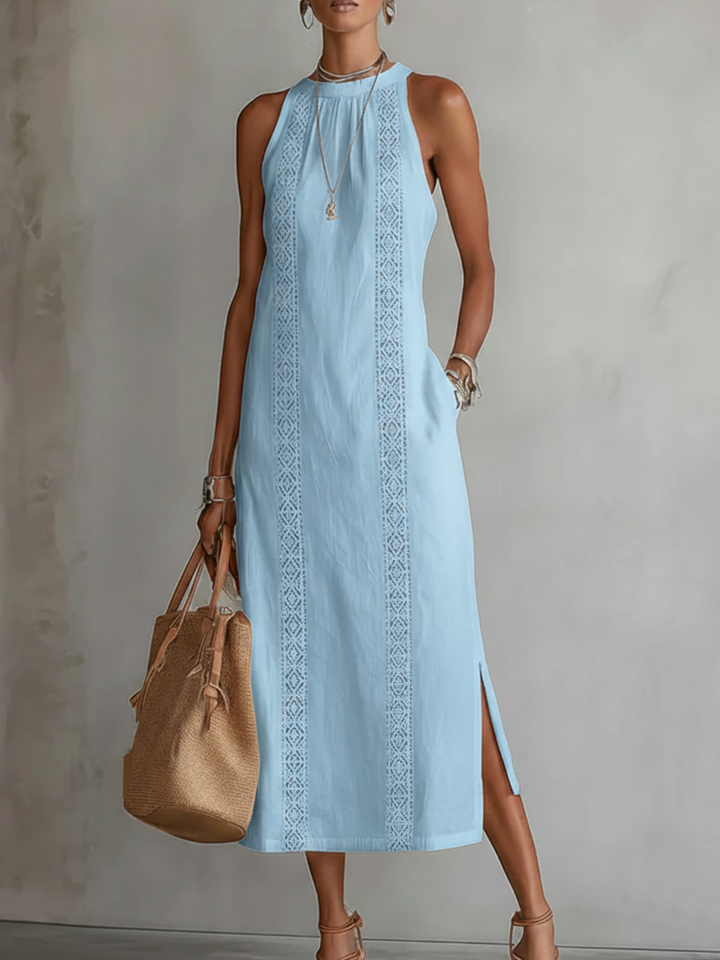 Jimena | Robe midi à col Mao
