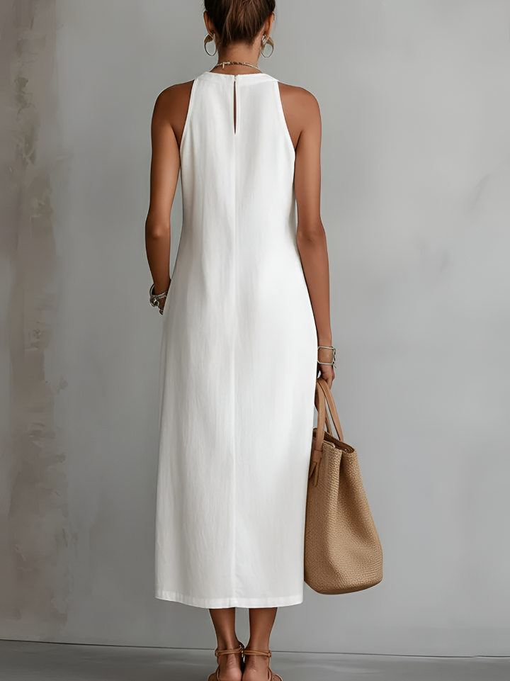 Jimena | Robe midi à col Mao
