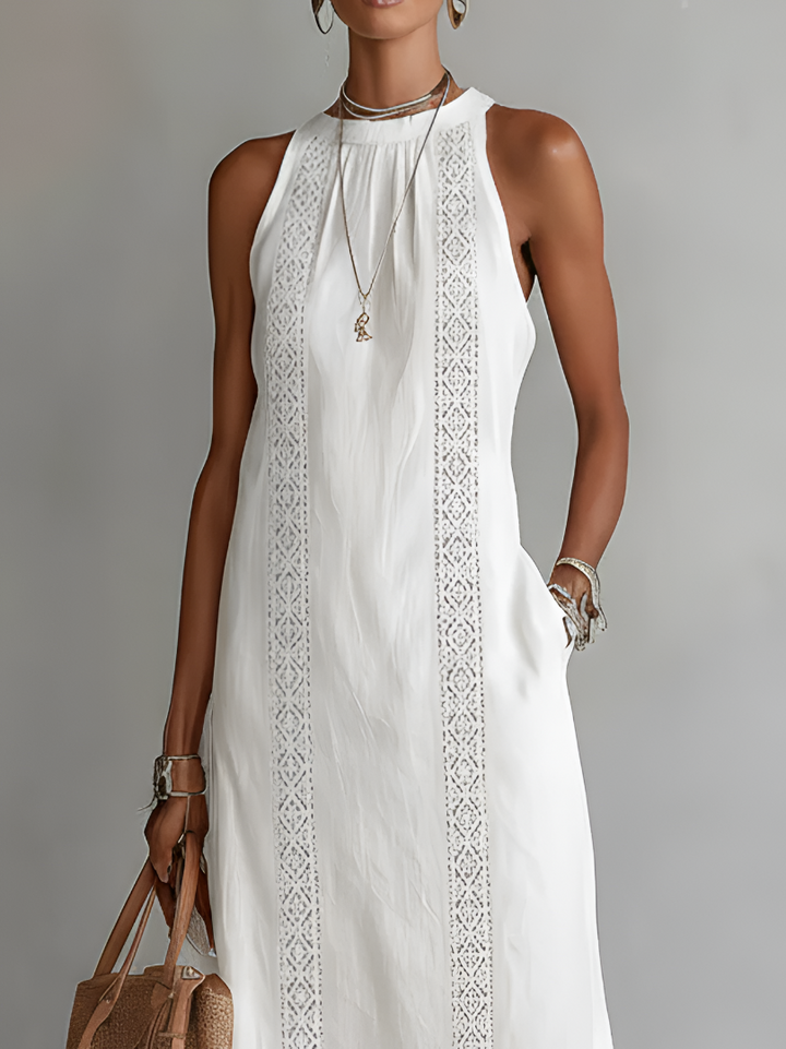 Jimena | Robe midi à col Mao
