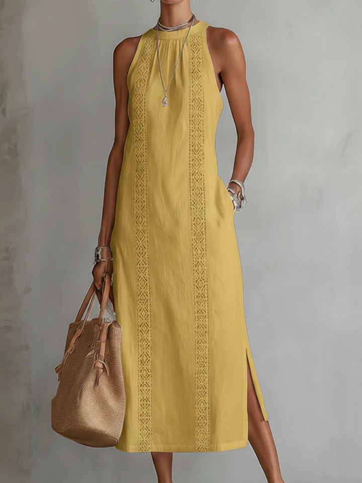 Jimena | Robe midi à col Mao