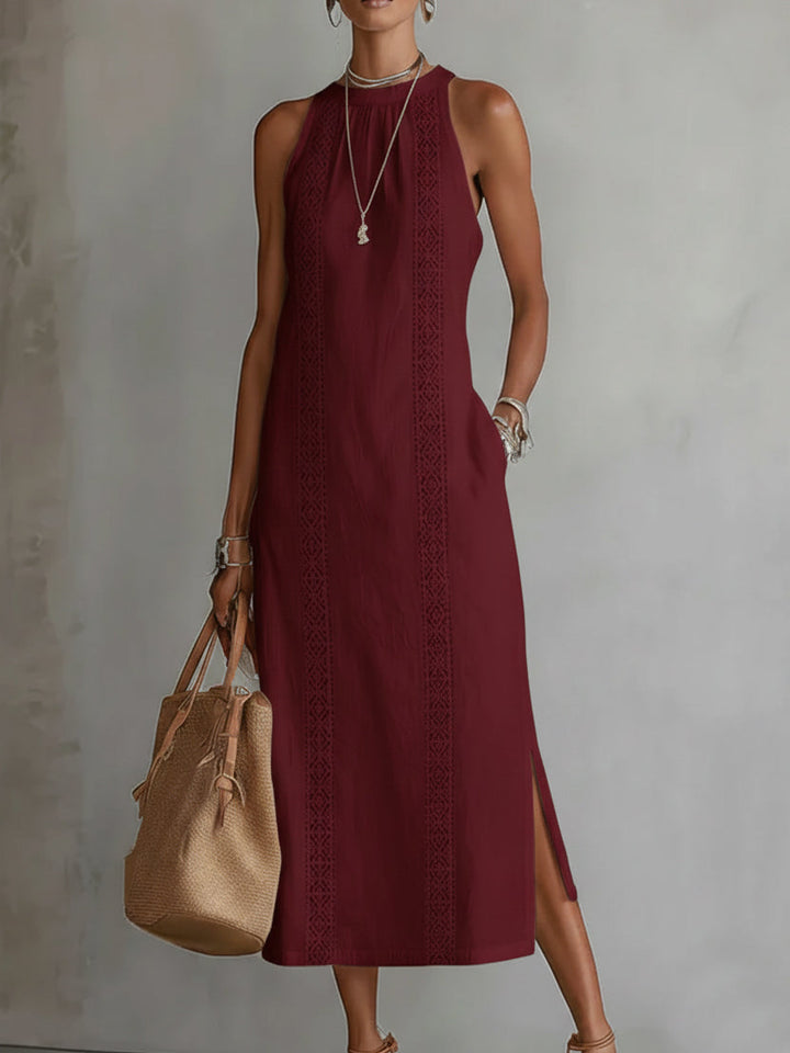 Jimena | Robe midi à col Mao
