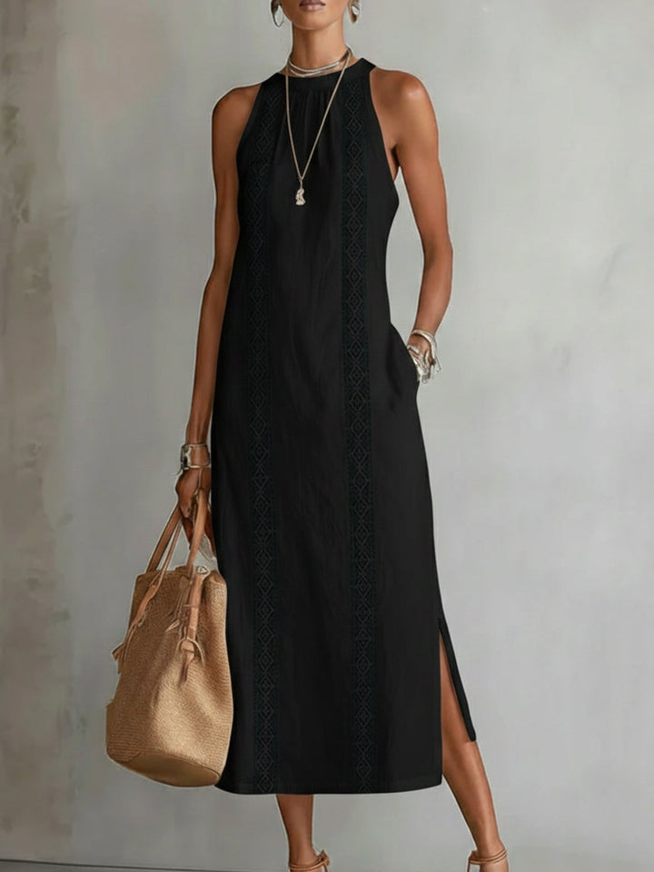 Jimena | Robe midi à col Mao